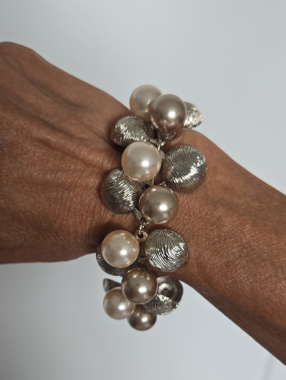 Coast London Chunky Faux Pearl Cluster Toggle Bracelet